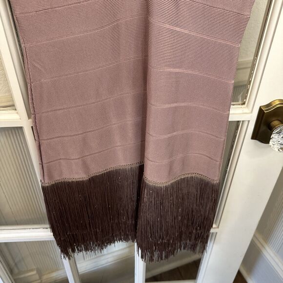 VENUS Pink Mauve Flapper Fringe Holiday Party Dress Women's 6 Wedding Prom - Picture 10 of 12